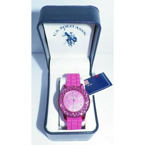 U.S. Polo Assn Women's Pink Pave Crystal Watch - Picture 7 of 9